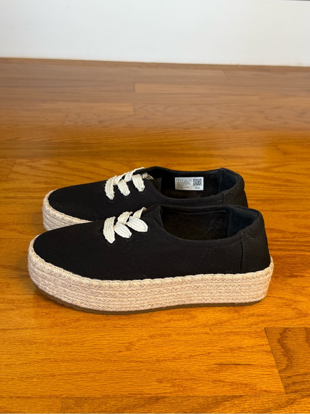 TOMS Alpargata Platform Rope Espadrille Lace Up Sneakers Black Canvas Womens 6 - Picture 6 of 10